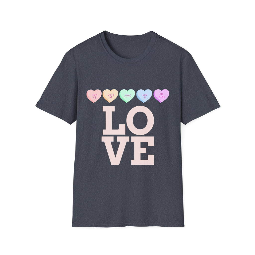 Colorful Love Hearts Unisex Softstyle T-Shirt, Valentine's Day Gift, Couple's Tees, Casual Wear, Cute Heart Shirt