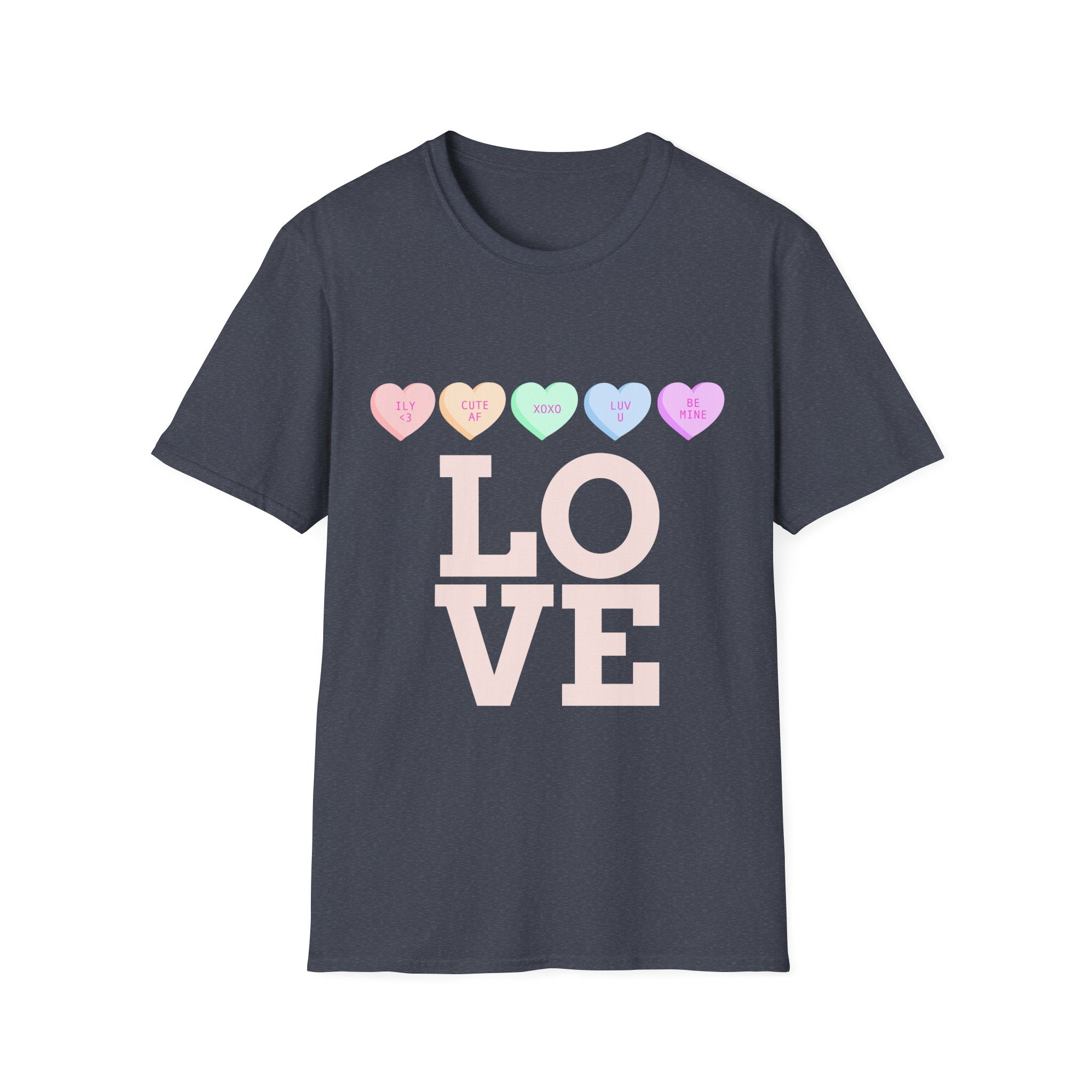 Colorful Love Hearts Unisex Softstyle T-Shirt, Valentine's Day Gift, Couple's Tees, Casual Wear, Cute Heart Shirt