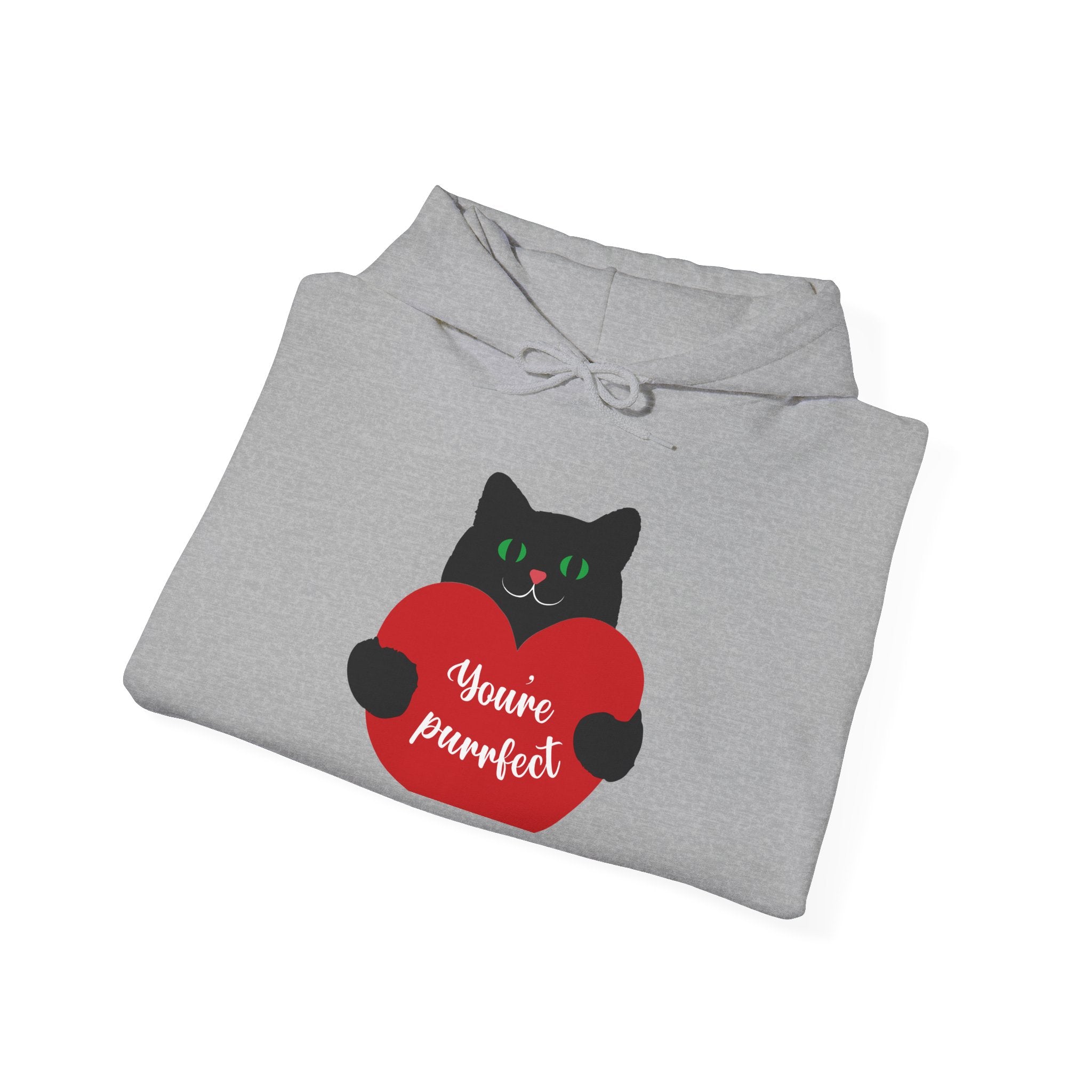 Purrfect Love Hoodie - Cozy Cat Sweatshirt for Pet Lovers, Valentine's Day, Gifts for Cat Owners, Cute Animal Apparel
