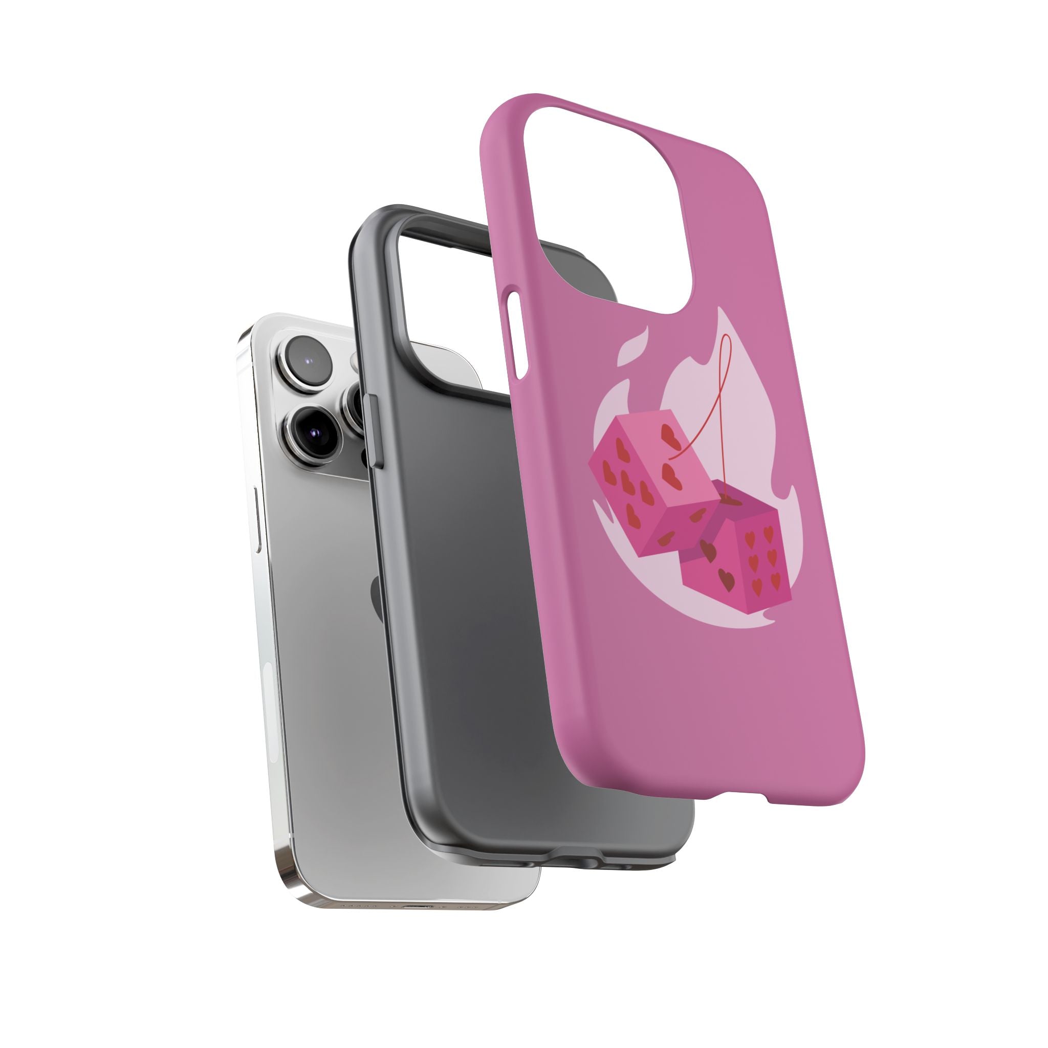 Phone Case, Tough Phone Cover, Heart Design, Cute Cell Accessories, Valentine's Day Gift, Trendy Pink Case
